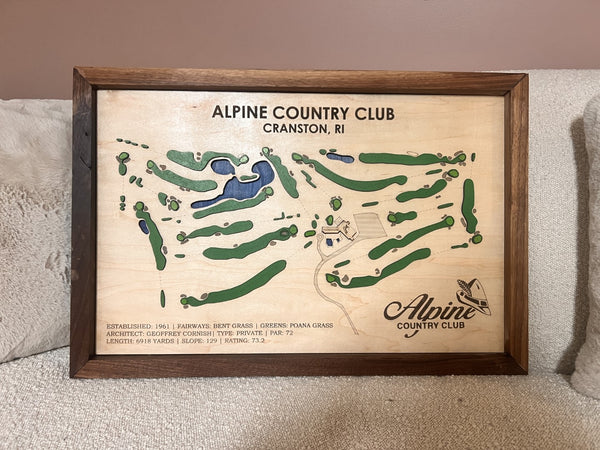 Golf Course Custom Map Laser Engraved Sign