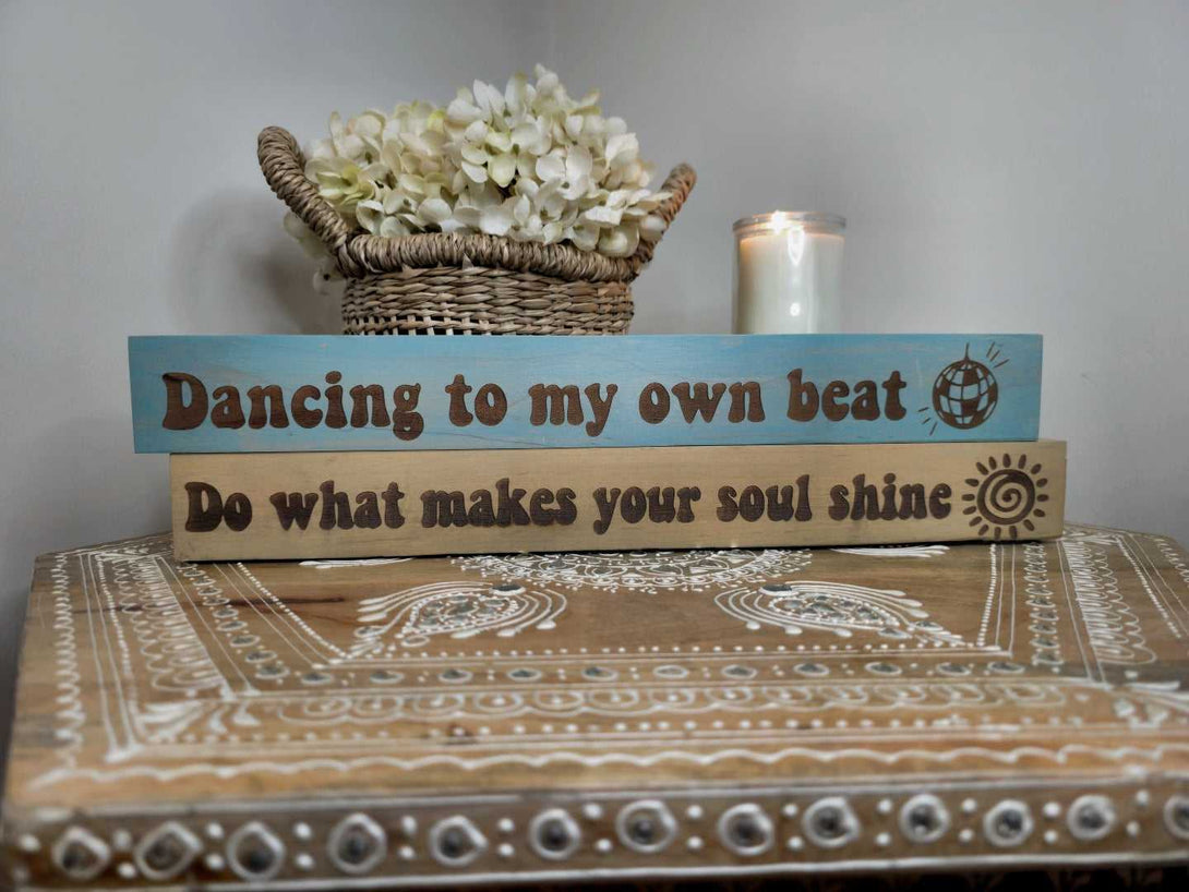 Boho Inspirational Table Shelf Engraved Sign - New Boho Deco
