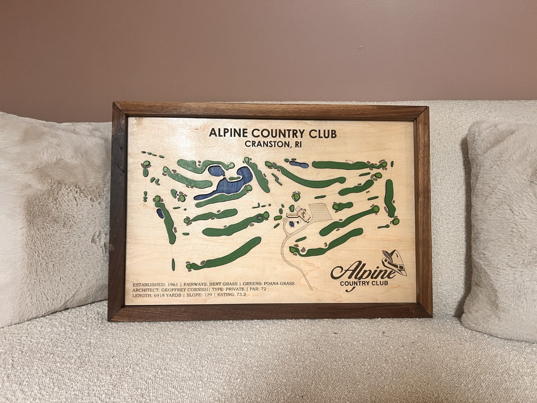 Golf Course Custom Map Laser Engraved Sign