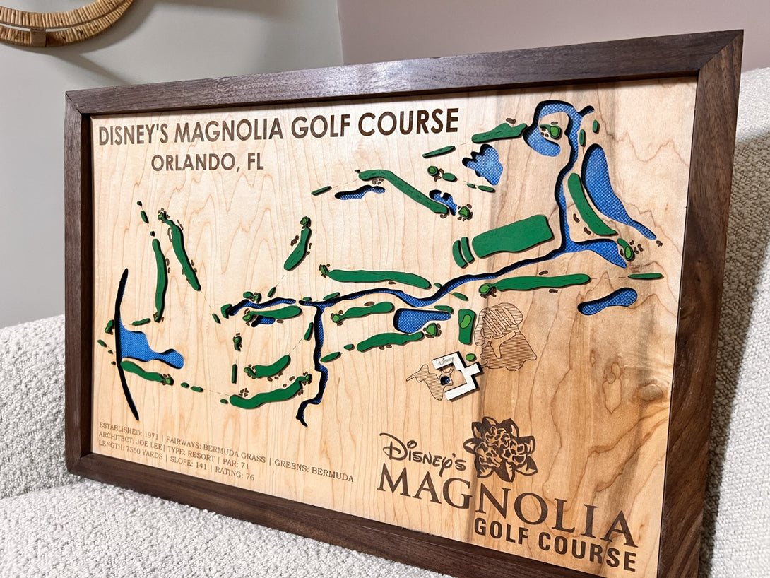 Golf Course Custom Map Laser Engraved Sign