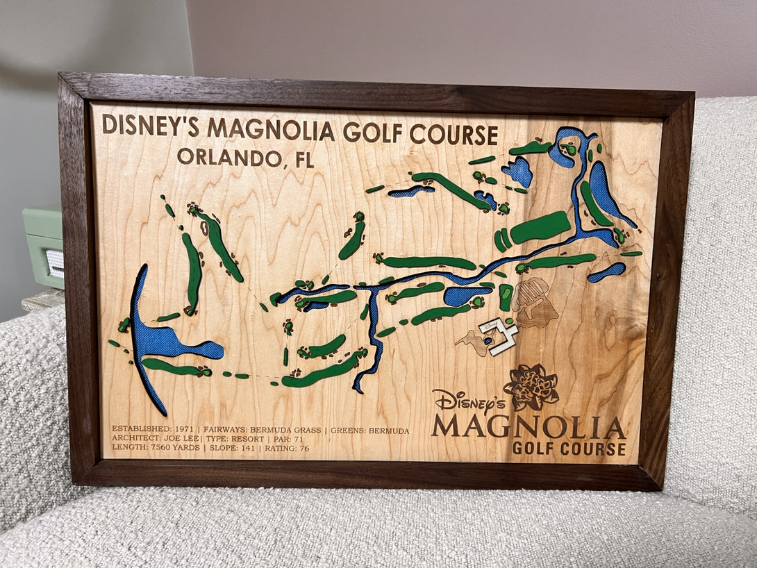 Golf Course Custom Map Laser Engraved Sign