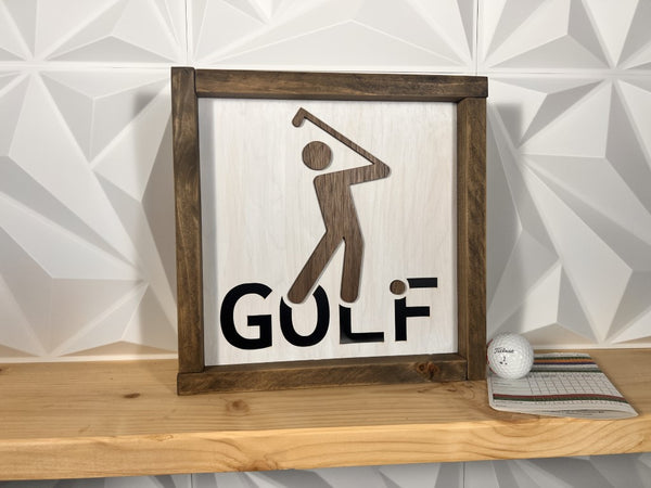 Golf Wooden Framed Sign