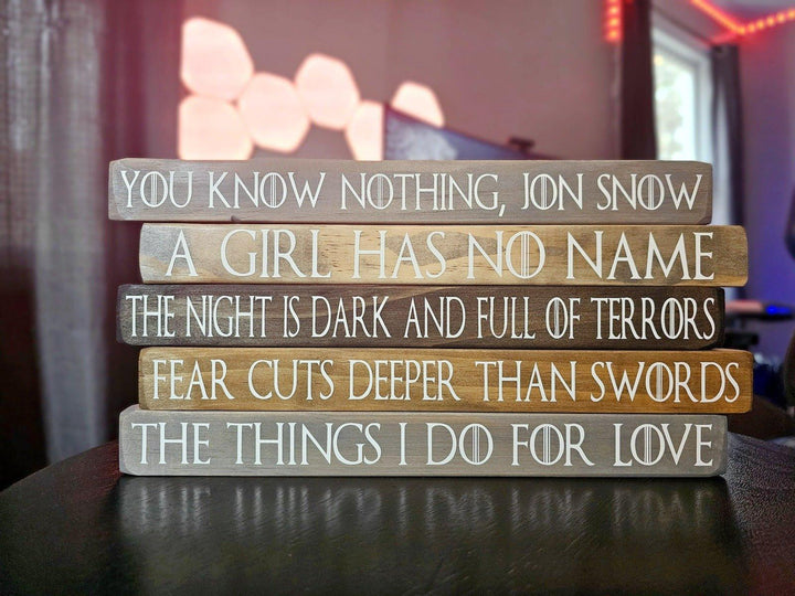 Game Of Thrones Custom Quote Tabletop Shelf Signs