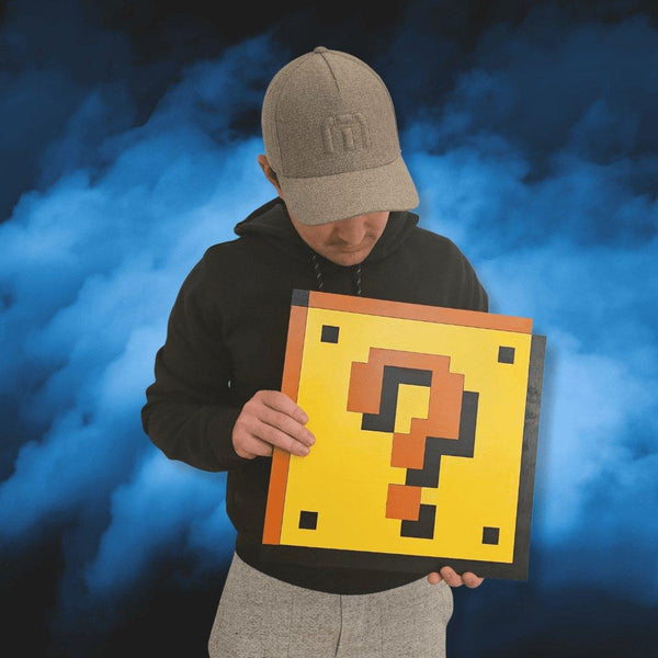 8Bit Mario Mystery Block Retro Gaming Sign