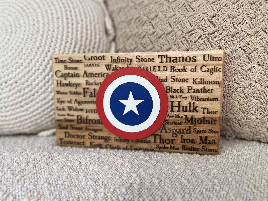 Captain America Super Hero Marvel Avengers Custom Wood Enrgaved Sign