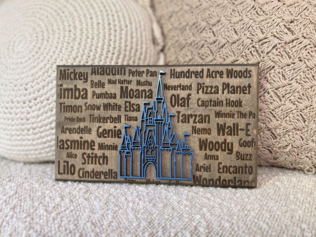 Disney World Castle Wood Laser Engraved Sign