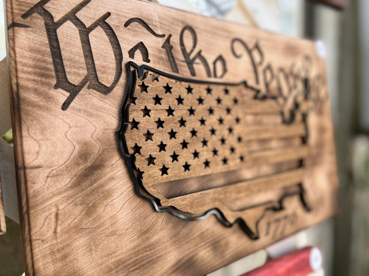 United States We The People Laser Engraved Wood Sign